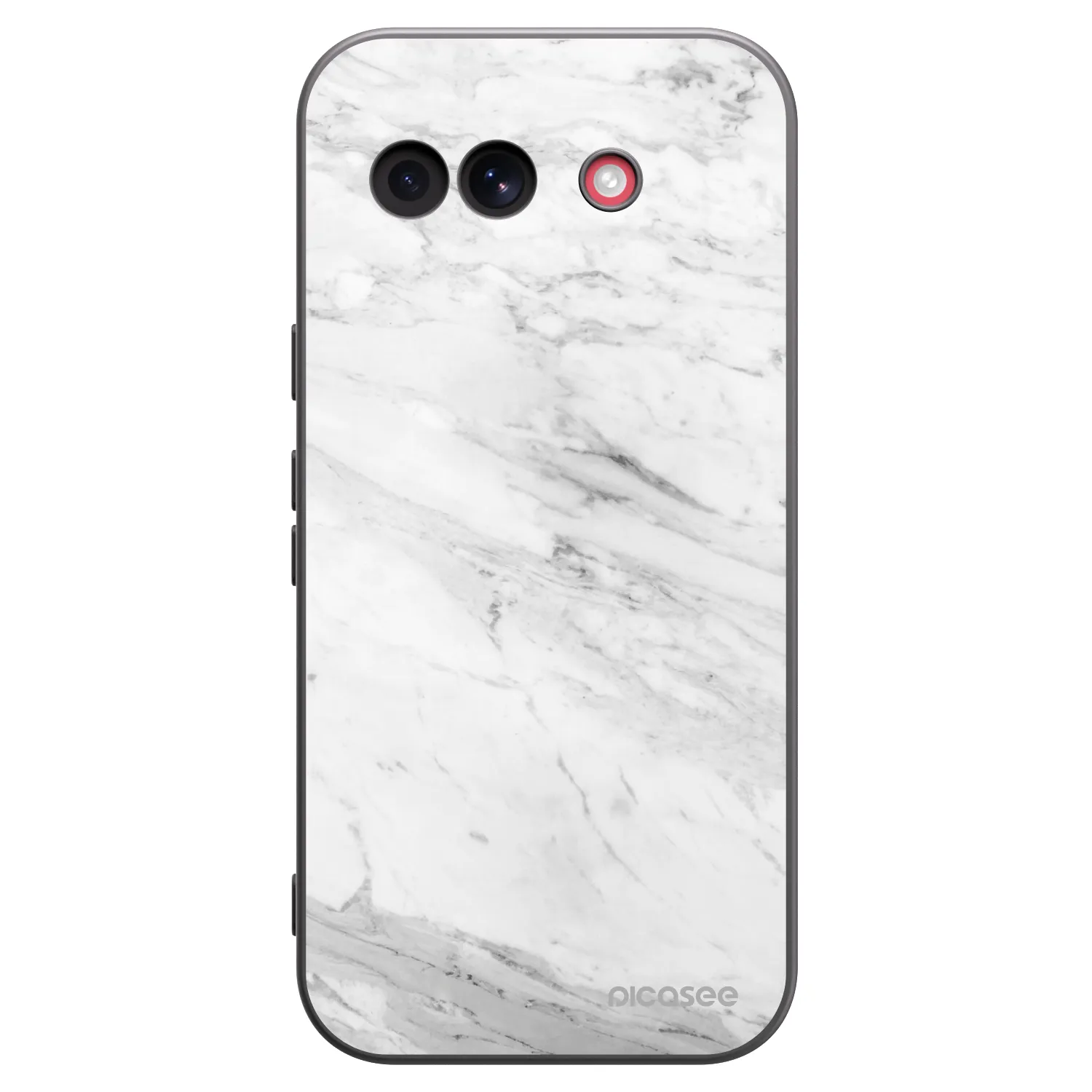 Picasee Google Pixel 10a Hülle - Schwarzes Silikon - White marble