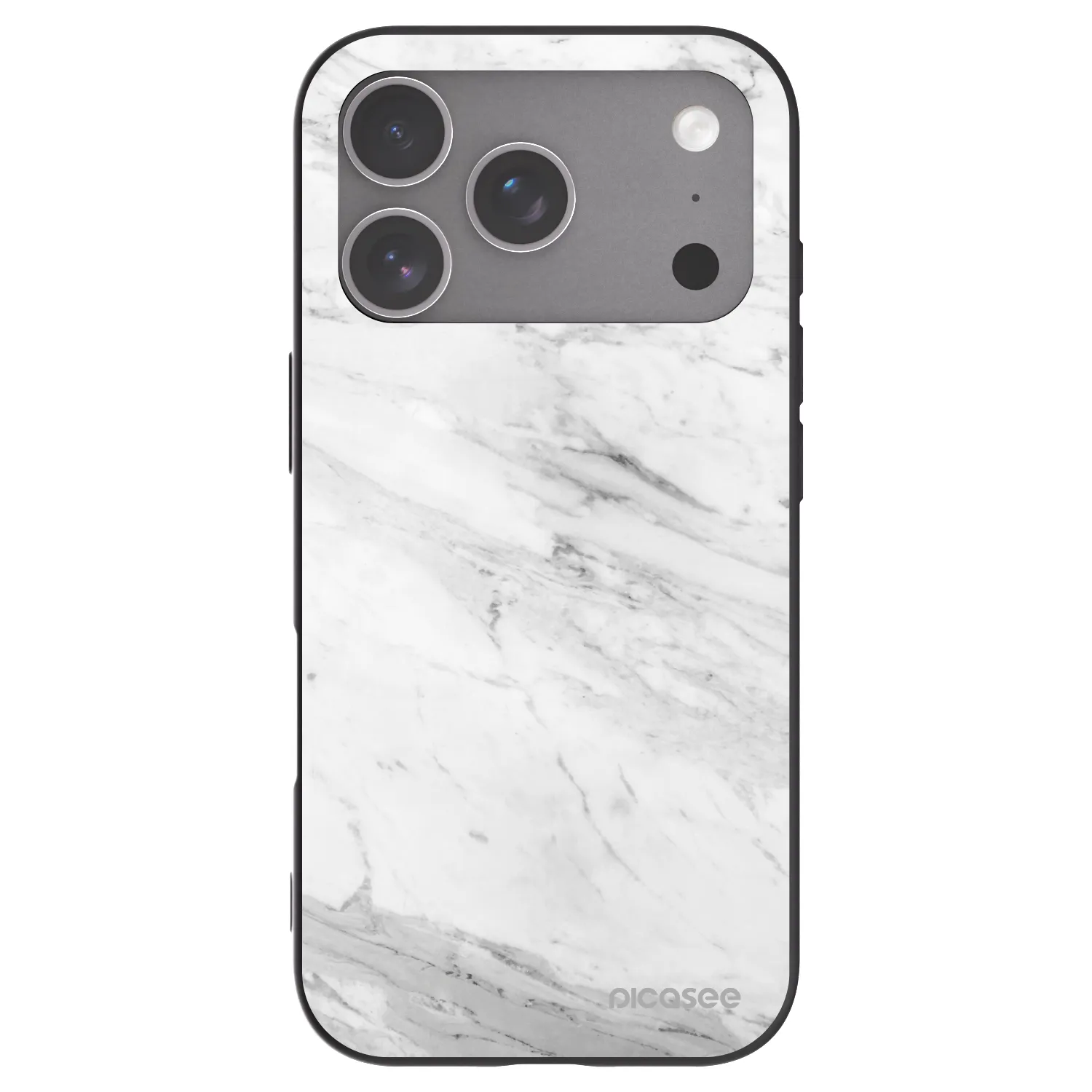Picasee Apple iPhone 18 Pro Hülle - Schwarzes Silikon - White marble