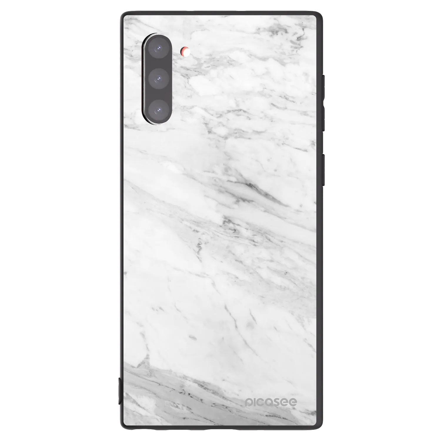 Picasee Samsung Galaxy Note 10 N970F Hülle - Schwarzes Silikon - White marble