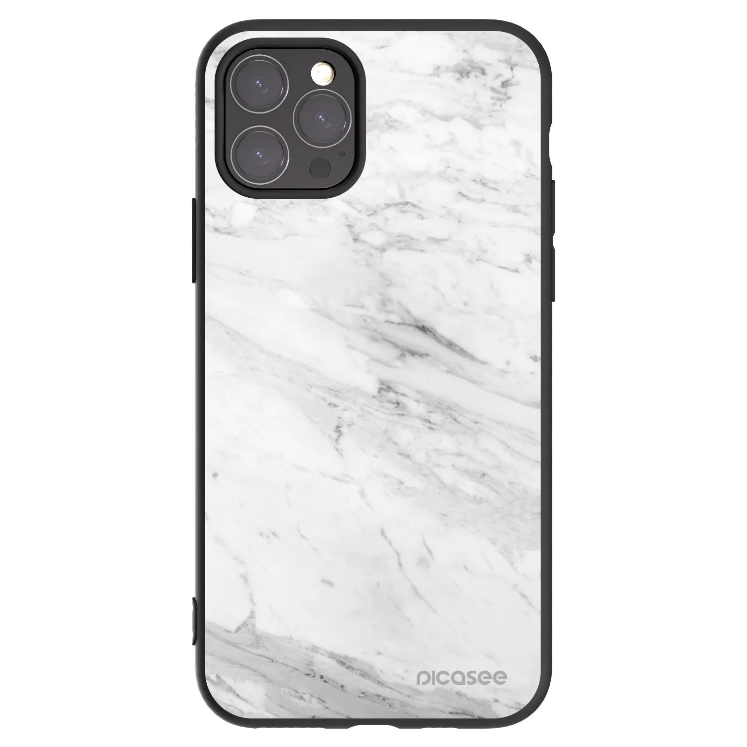 Picasee Apple iPhone 11 Pro Hülle - Schwarzes Silikon - White marble