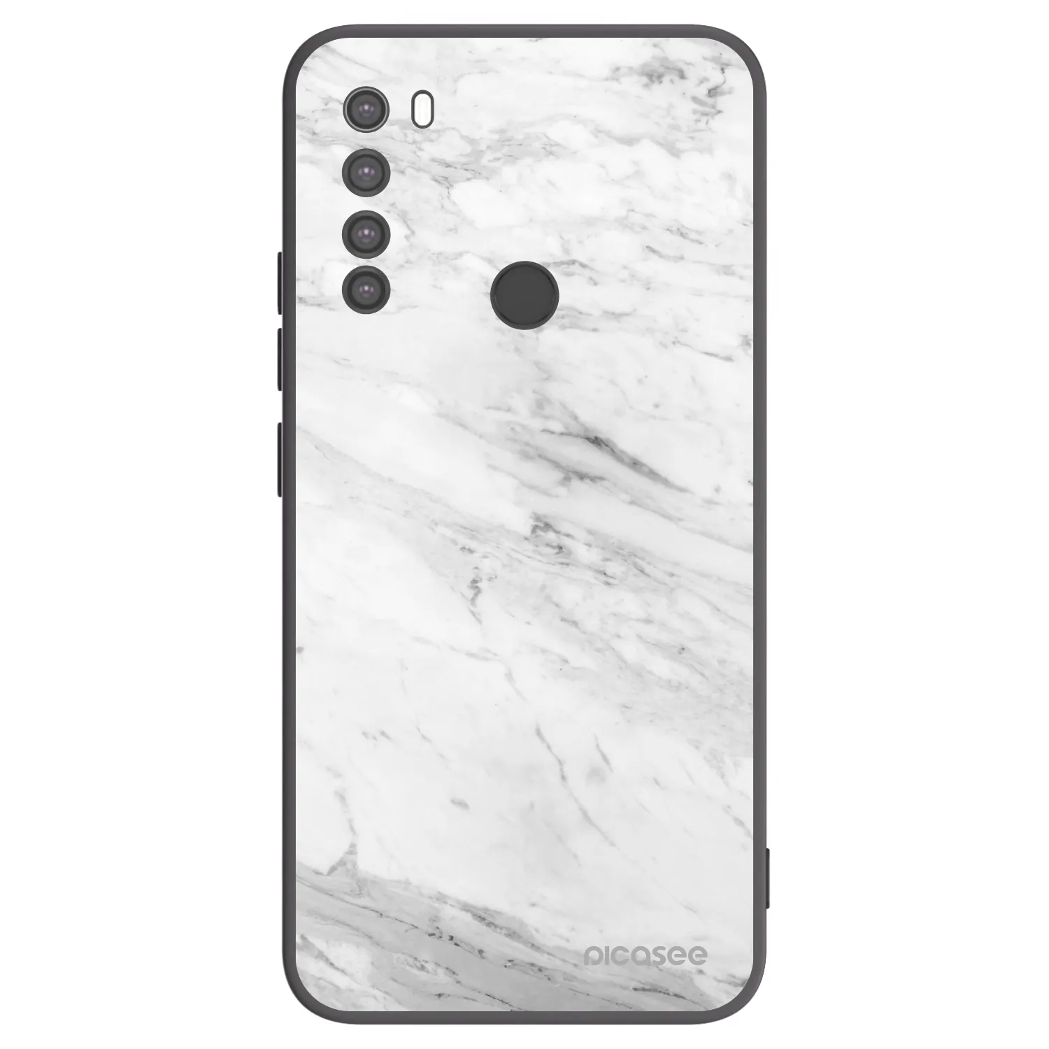 Picasee Xiaomi Redmi Note 8 Hülle - Schwarzes Silikon - White marble
