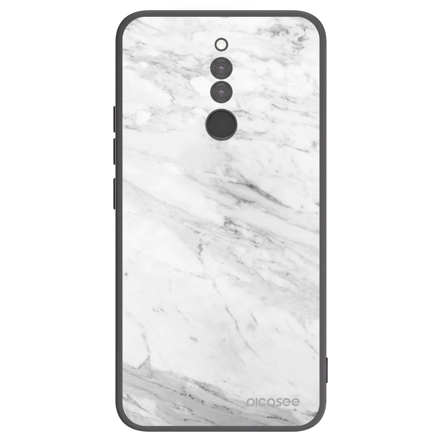Picasee Xiaomi Redmi 8 Hülle - Schwarzes Silikon - White marble