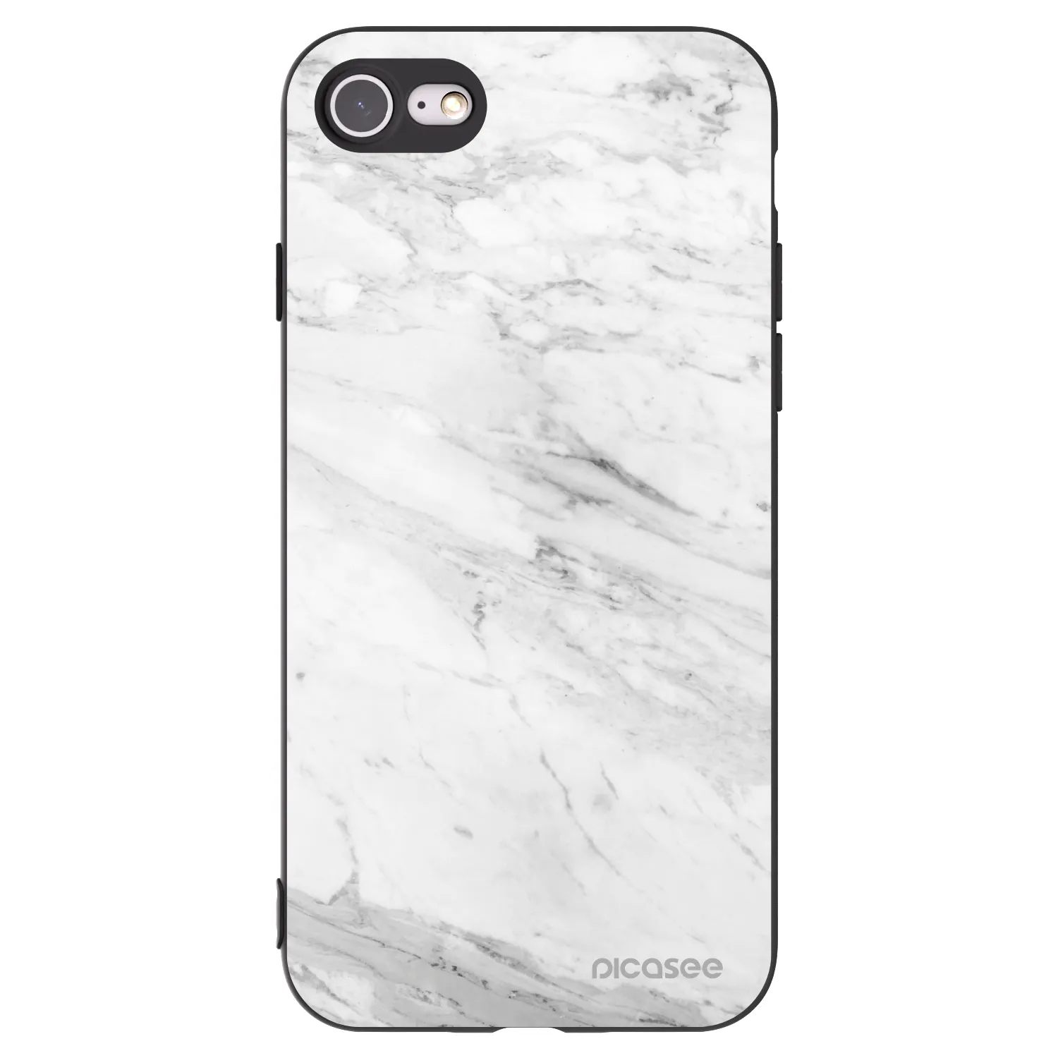 Picasee Apple iPhone SE 2020 Hülle - Schwarzes Silikon - White marble