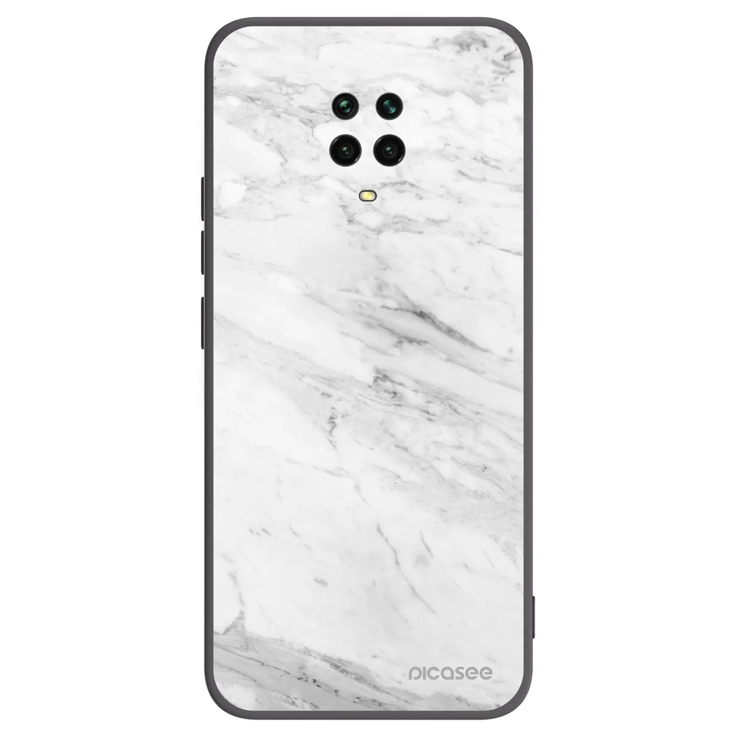Picasee Xiaomi Redmi Note 9 Pro Hülle - Schwarzes Silikon - White marble
