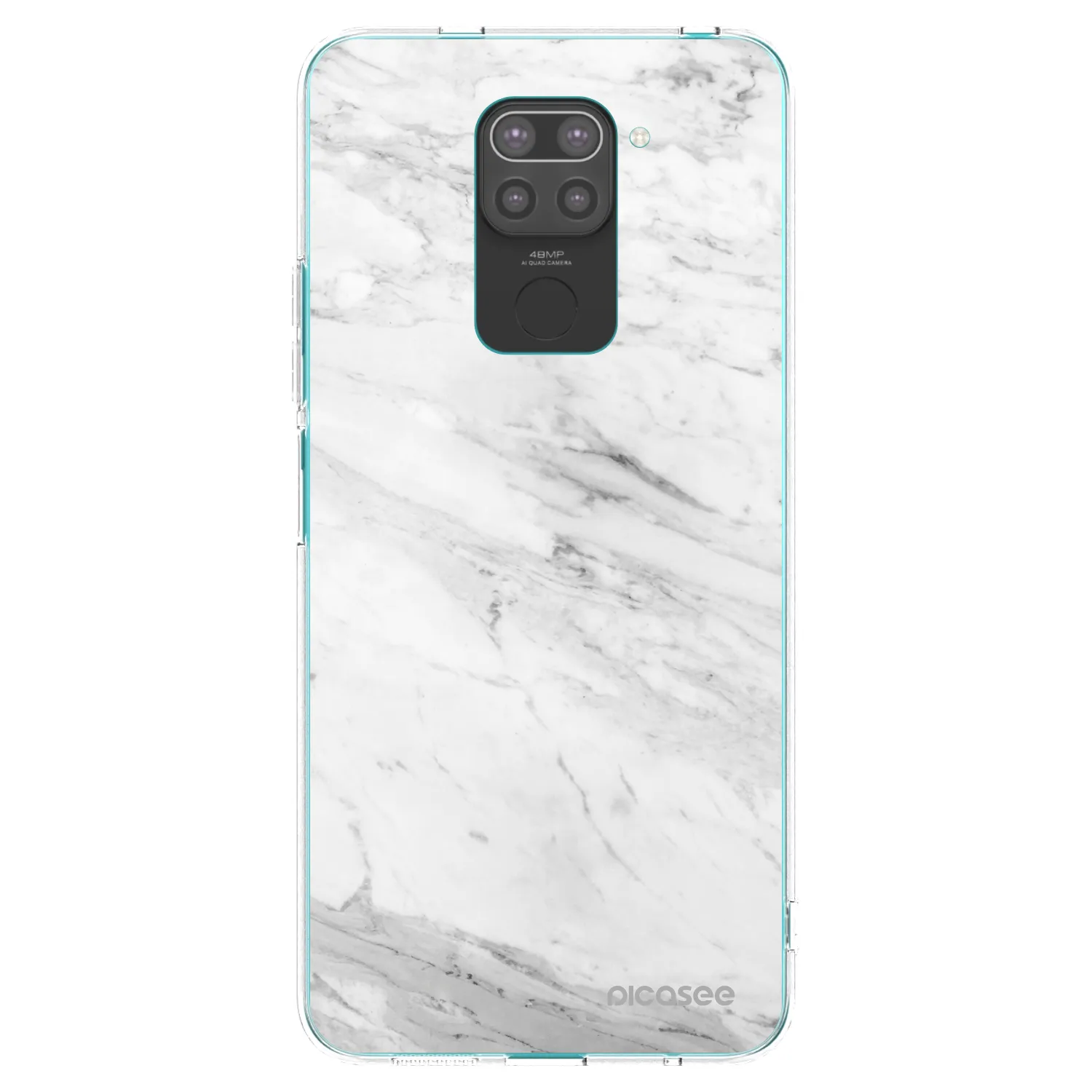 Picasee Xiaomi Redmi Note 9 Hülle - Schwarzes Silikon - White marble