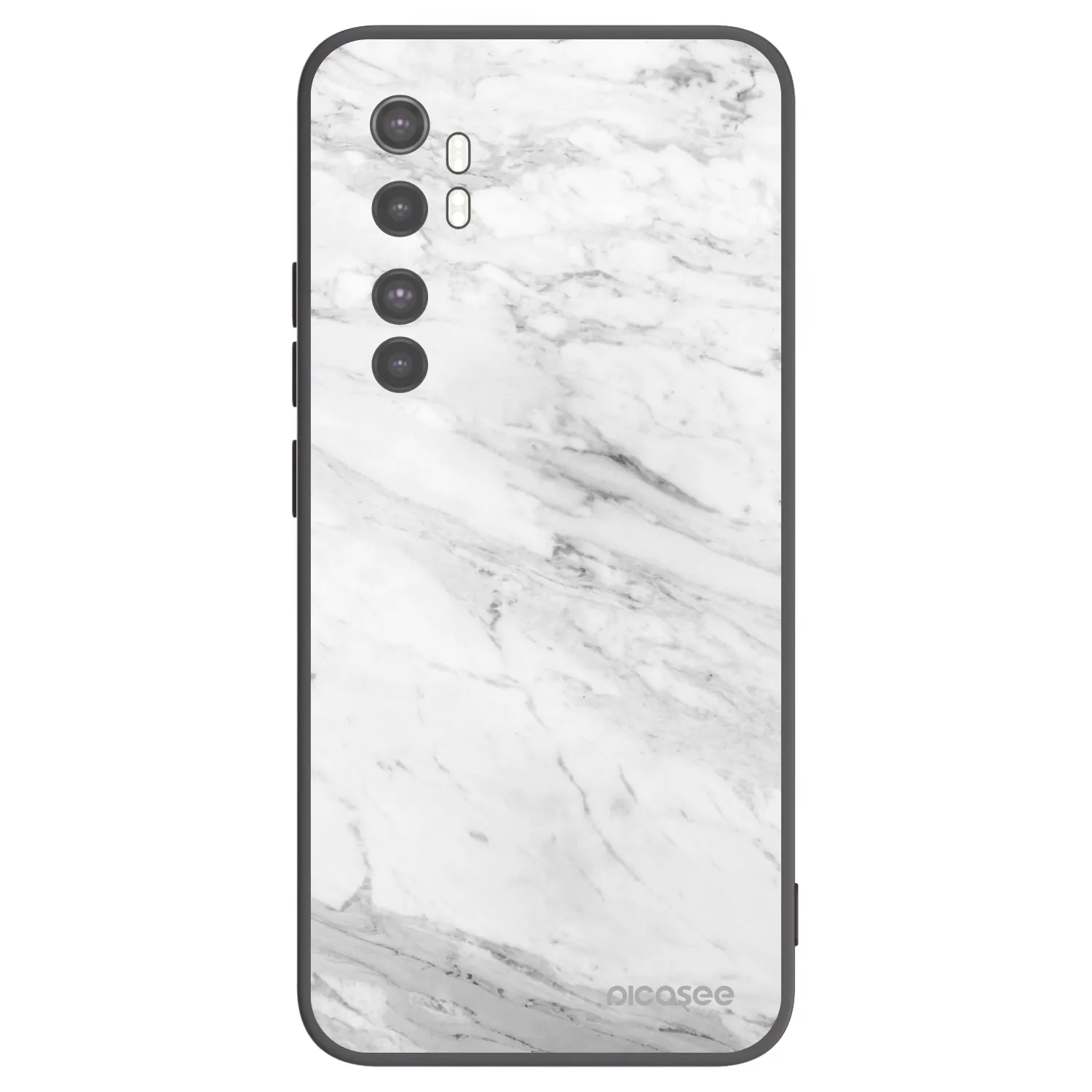 Picasee Xiaomi Mi Note 10 Lite Hülle - Schwarzes Silikon - White marble