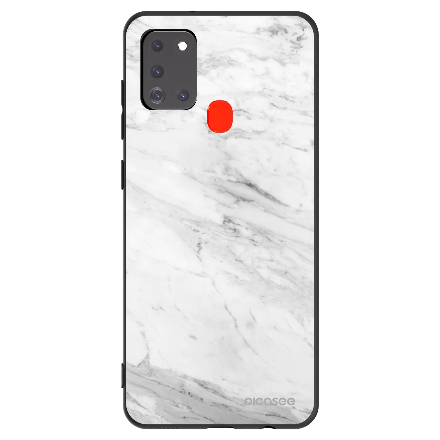 Picasee Samsung Galaxy A21s Hülle - Schwarzes Silikon - White marble