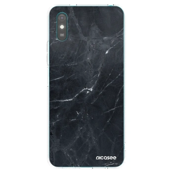 Picasee Xiaomi Redmi 9A Hülle - Transparentes Silikon - Black marble