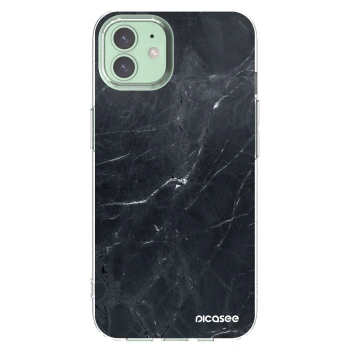 Picasee Apple iPhone 12 Pro Hülle - Transparentes Silikon - Black marble