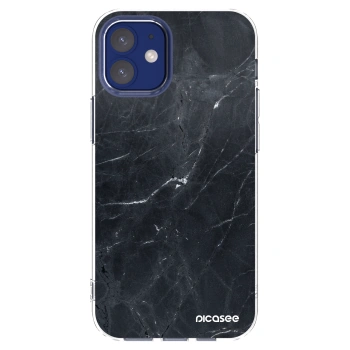 Picasee Apple iPhone 12 mini Hülle - Transparentes Silikon - Black marble