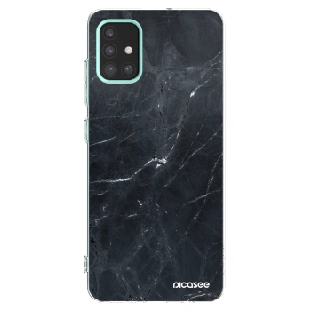 Picasee Samsung Galaxy M31s Hülle - Transparentes Silikon - Black marble