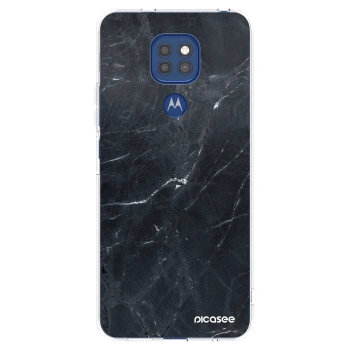 Picasee Motorola Moto G9 Play Hülle - Transparentes Silikon - Black marble