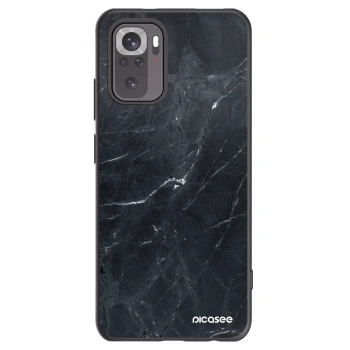 Picasee Xiaomi Redmi Note 10S Hülle - Schwarzes Silikon - Black marble