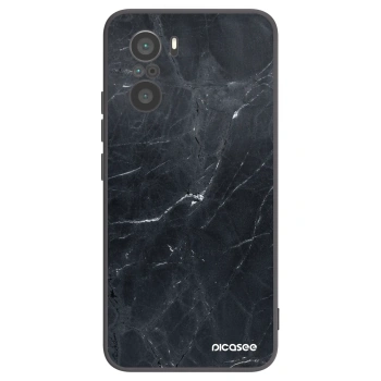 Picasee Xiaomi Poco F3 Hülle - Schwarzes Silikon - Black marble