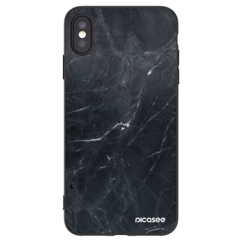 Picasee Apple iPhone XS Max Hülle - Schwarzes Silikon - Black marble