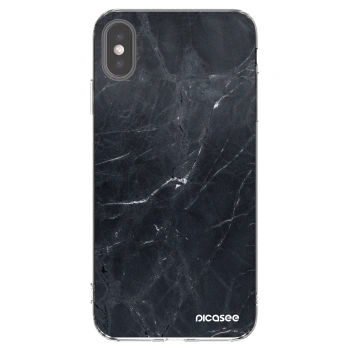 Picasee Apple iPhone XS Max Hülle - Transparentes Silikon - Black marble