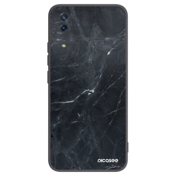 Picasee Vivo Y11s Hülle - Schwarzes Silikon - Black marble