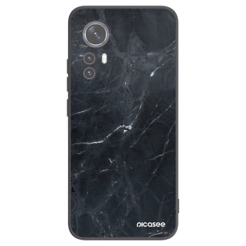 Picasee Xiaomi 12 Hülle - Schwarzes Silikon - Black marble
