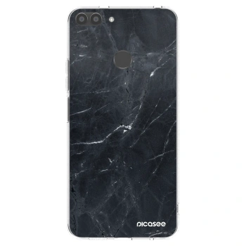 Picasee Huawei P Smart Hülle - Transparentes Silikon - Black marble