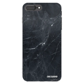 Picasee Apple iPhone 8 Plus Hülle - Transparentes Silikon - Black marble