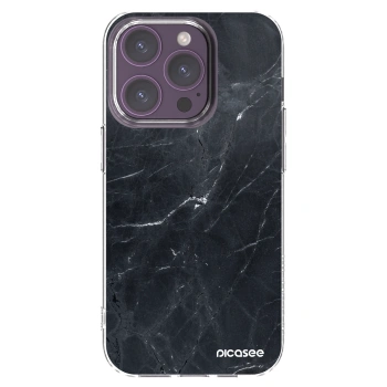 Picasee Apple iPhone 14 Pro Hülle - Transparentes Silikon - Black marble