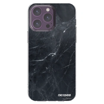 Picasee Apple iPhone 14 Pro Max Hülle - Transparentes Silikon - Black marble