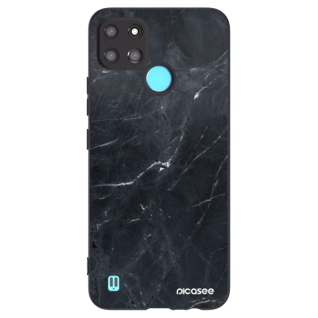Picasee Realme C21Y Hülle - Schwarzes Silikon - Black marble