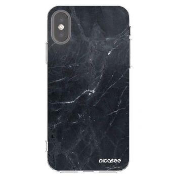Picasee Apple iPhone X/XS Hülle - Transparentes Silikon - Black marble