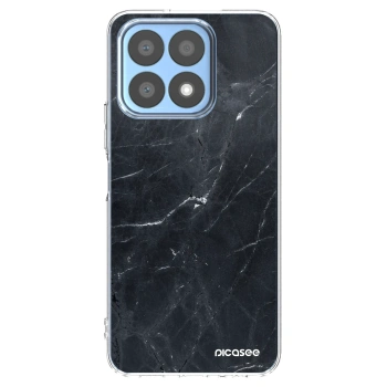 Picasee Honor X8a Hülle - Transparentes Silikon - Black marble