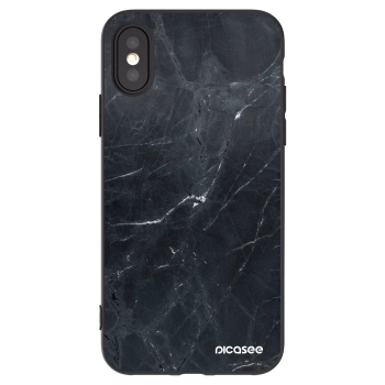 Picasee Apple iPhone X/XS Hülle - Schwarzes Silikon - Black marble