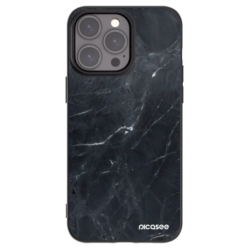 Picasee Apple iPhone 15 Pro Max Hülle - Schwarzes Silikon - Black marble
