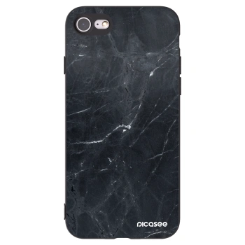 Picasee Apple iPhone 7 Hülle - Schwarzes Silikon - Black marble