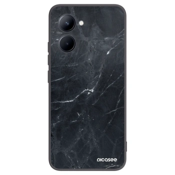 Picasee Realme C33 (2023) Hülle - Schwarzes Silikon - Black marble
