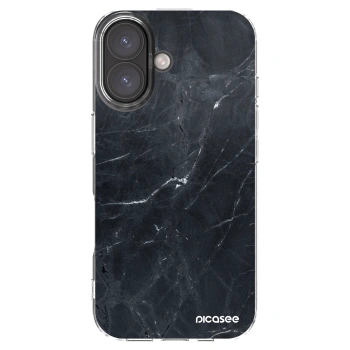 Picasee Apple iPhone 16 Hülle - Transparentes Silikon - Black marble