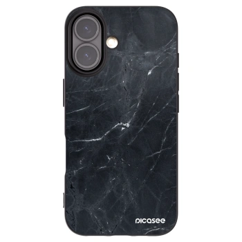 Picasee Apple iPhone 16 Hülle - Schwarzes Silikon - Black marble