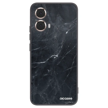 Picasee Motorola Moto G85 Hülle - Schwarzes Silikon - Black marble
