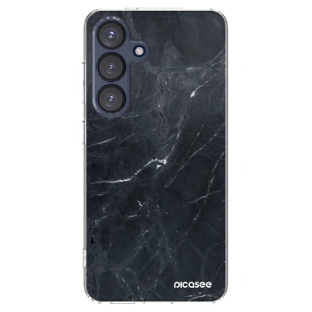 Picasee Samsung Galaxy S25 5G Hülle - Transparentes Silikon - Black marble