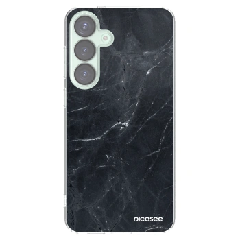Picasee Samsung Galaxy S25+ 5G Hülle - Transparentes Silikon - Black marble