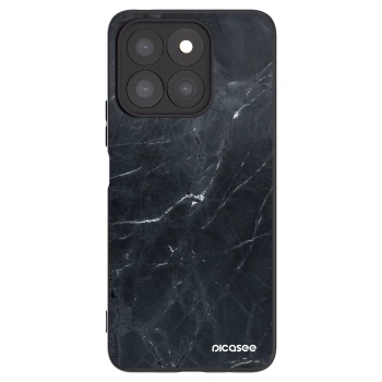 Picasee Honor X8c Hülle - Schwarzes Silikon - Black marble