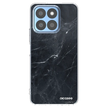 Picasee Honor X8c Hülle - Transparentes Silikon - Black marble