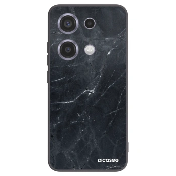 Picasee Xiaomi Redmi Note 14S Hülle - Schwarzes Silikon - Black marble
