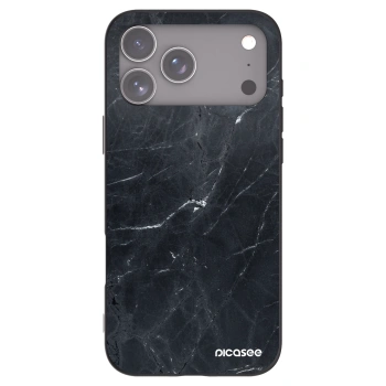 Picasee Apple iPhone 17 Pro Max Hülle - Schwarzes Silikon - Black marble
