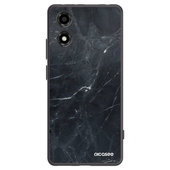 Picasee Motorola Moto E14 Hülle - Schwarzes Silikon - Black marble