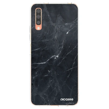 Picasee Samsung Galaxy A70 A705F Hülle - Transparentes Silikon - Black marble