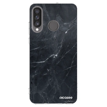 Picasee Huawei P30 Lite Hülle - Transparentes Silikon - Black marble