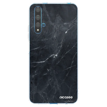 Picasee Huawei Nova 5T Hülle - Transparentes Silikon - Black marble
