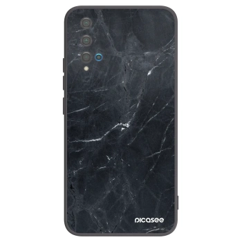 Picasee Huawei Nova 5T Hülle - Schwarzes Silikon - Black marble