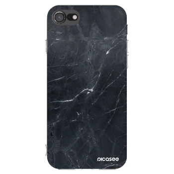 Picasee Apple iPhone SE 2020 Hülle - Transparentes Silikon - Black marble