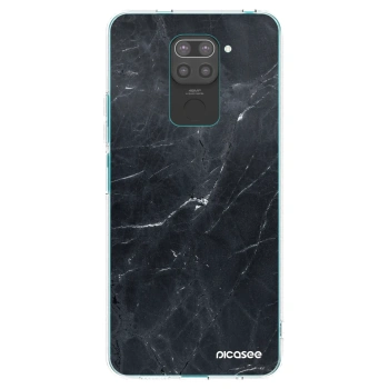 Picasee Xiaomi Redmi Note 9 Hülle - Schwarzes Silikon - Black marble