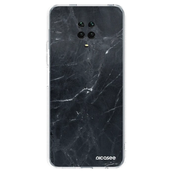 Picasee Xiaomi Redmi Note 9S Hülle - Transparentes Silikon - Black marble